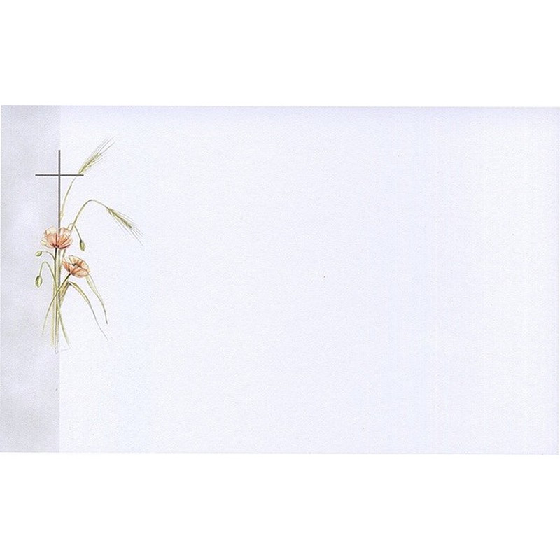 Carte remerciement décès coquelicots, épis de blé et croix catholique avec ajout possible photo Buromac 641.090
