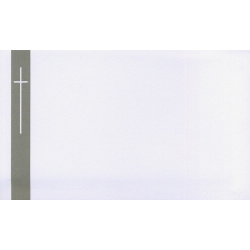 Carte remerciement décès croix catholique blanche dans bandeau gris avec ajout photo possible Decorte 6428