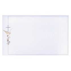 Carte remerciement décès colombe en vol croix catholique bleu nuit et fleurs des champs Decorte 6429