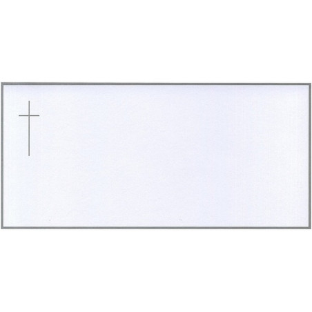 Carte remerciement décès blanche avec cadre gris, croix catholique grise et ajout possible photo Buromac 644.018 Carte remerciement décès blanche avec cadre gris, croix catholique grise et ajout possible photo Buromac 644.018