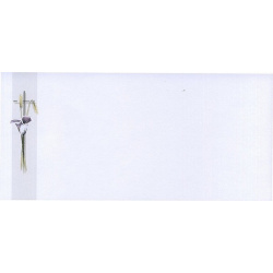 Carte remerciement décès callas, épis de blé et croix catholique en argenture avec ajout photo possible Buromac 644.044