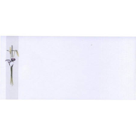 Carte remerciement décès callas, épis de blé et croix catholique en argenture avec ajout photo possible Buromac 644.044