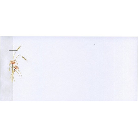 Carte remerciement décès coquelicots, épis de blé et croix catholique avec ajout possible photo Buromac 644.090