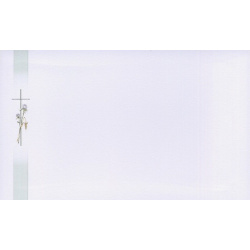 Carte remerciement décès croix catholique argentée, fleurs des champs et épi de blé avec ajout photo possible Decorte 6470