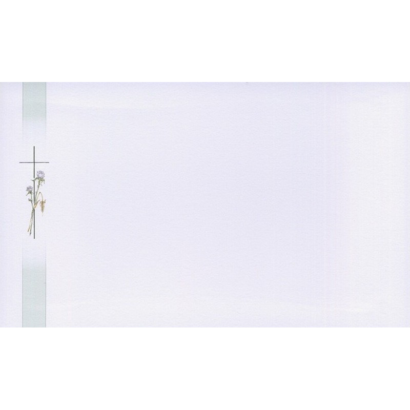 Carte remerciement décès croix catholique argentée, fleurs des champs et épi de blé avec ajout photo possible Decorte 6470