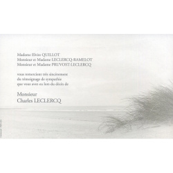 Carte remerciement décès plage deserte avec mer ou océan (ajout photo possible) Decorte 6499