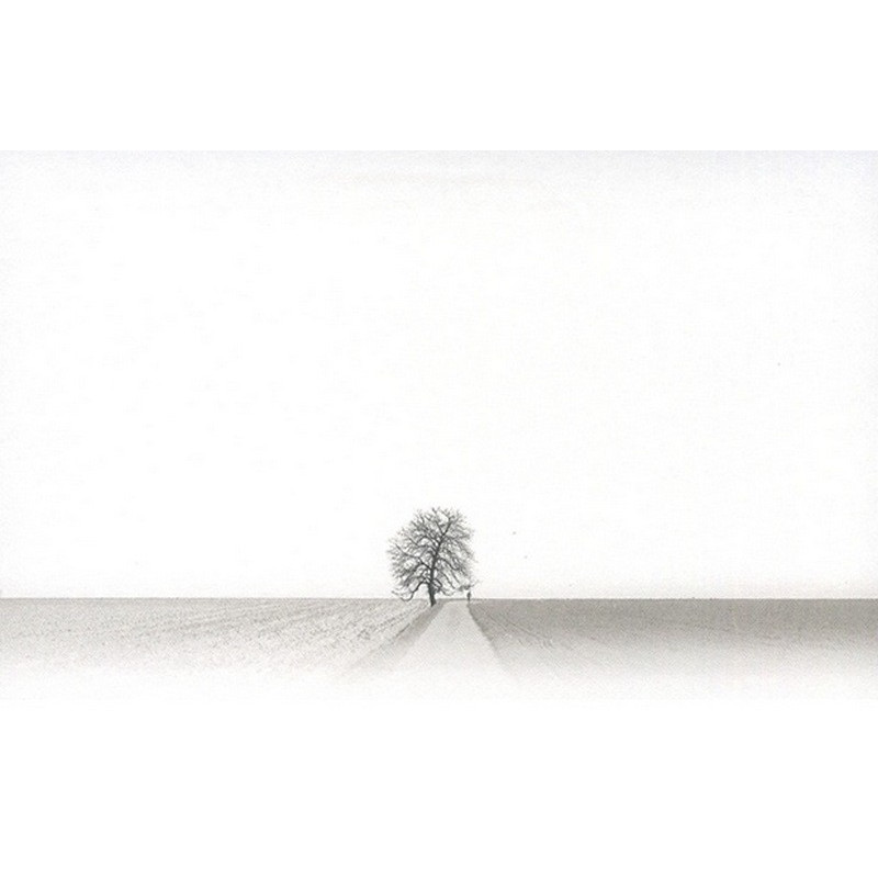 Carte remerciement décès route campagne avec arbre et champ labouré Decorte 6515