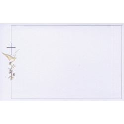 Carte remerciement décès colombe en vol croix catholique bleu nuit et fleurs des champs Decorte 6529