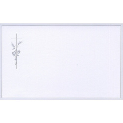 Carte remerciement décès croix catholique, fleurs, épis de blé et bordure grise avec liseré Decorte 6541