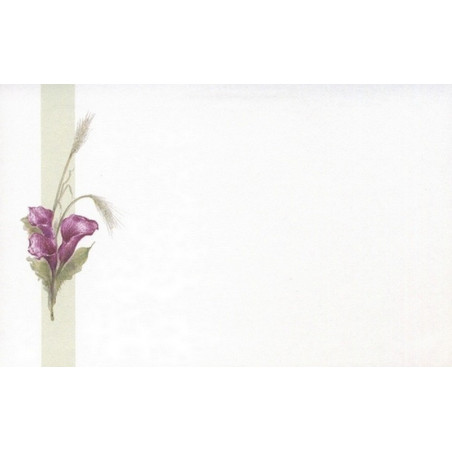Carte remerciement décès arums violets, épis de blé Decorte 6559
