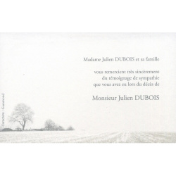 Carte remerciement décès campagne champ arbustes arbres Decorte 6574