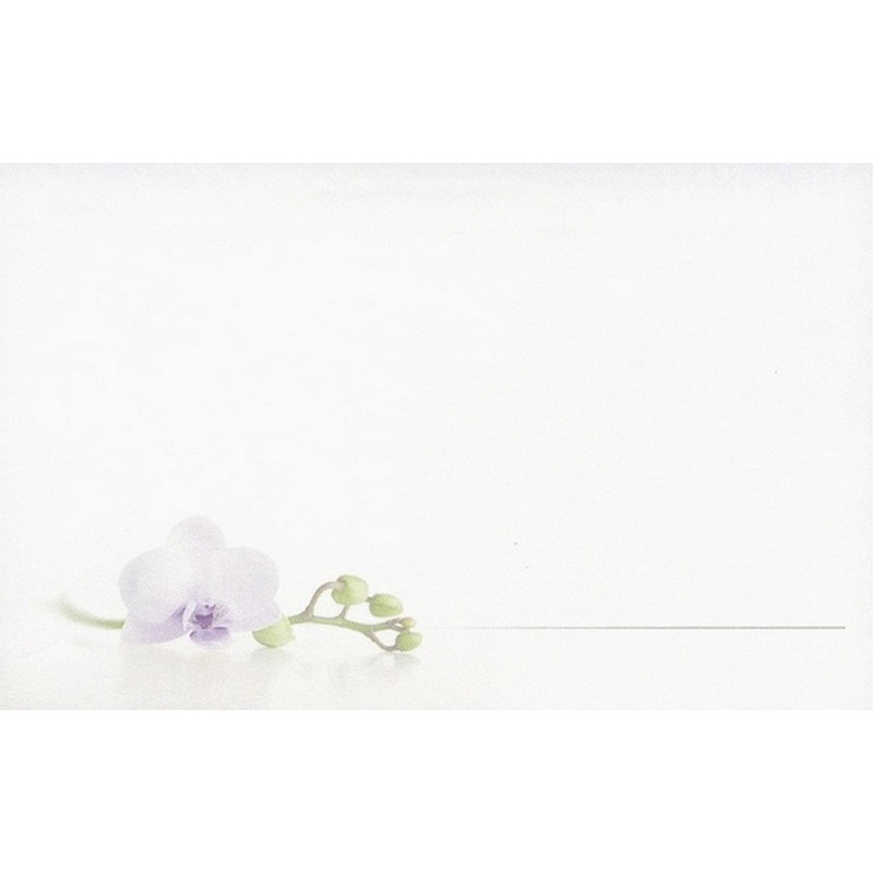 Carte remerciement décès orchidée blanche et cœur violet Decorte 6583