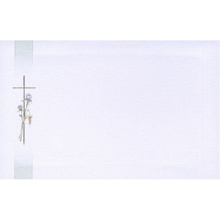 Carte remerciement décès croix catholique argentée, fleurs des champs et épi de blé Decorte 6589 Carte remerciement décès croix catholique argentée, fleurs des champs et épi de blé Decorte 6589