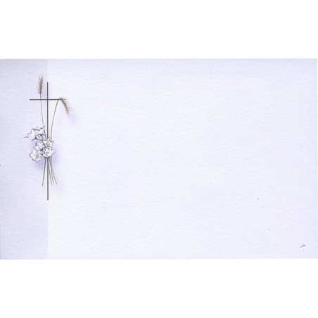 Carte remerciement décès fleurs, épis de blé et croix catholique Buromac 670.010 Carte remerciement décès fleurs, épis de blé et croix catholique Buromac 670.010