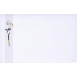 Carte remerciement décès callas, épis de blé et croix catholique en argenture Buromac 670.044