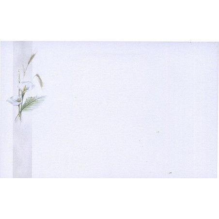 Carte remerciement décès blanche avec arums blancs et épis de blé Buromac 670.083 Carte remerciement décès blanche avec arums blancs et épis de blé Buromac 670.083