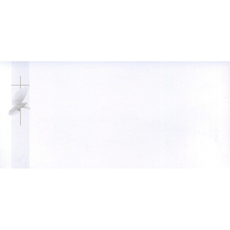 Carte remerciement décès colombe et croix catholique sur carte blanche avec bandeau gris clair (ajout photo possible) Buromac 64