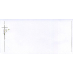 Carte remerciement décès orchidée blanche, croix catholique et liseré gris avec ajout possible d'une photo Buromac 644.137