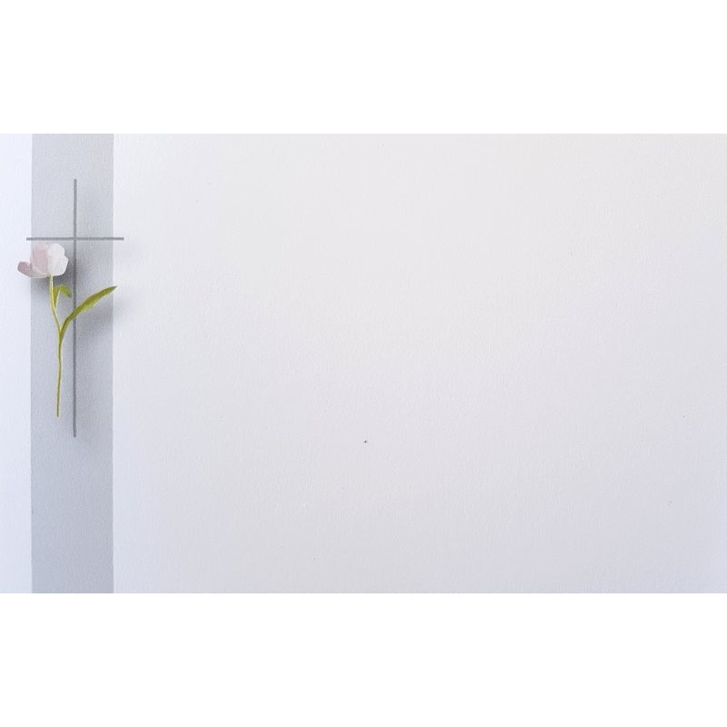 Carte remerciement décès fleur croix catholique Decorte 6523