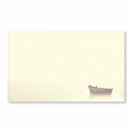 Carte remerciement décès barque en bois sur plan d'eau brumeux Decorte 6421 Carte remerciement décès barque en bois sur plan d'eau brumeux Decorte 6421