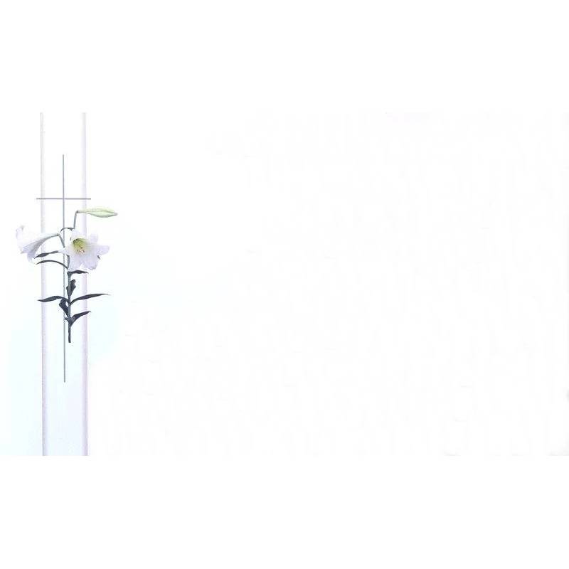 Carte remerciement décès lys blanc, croix catholique et frise Decorte 6433