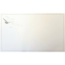 Carte remerciement décès oiseau en vol vers les nuages et liseré gris Decorte 6462