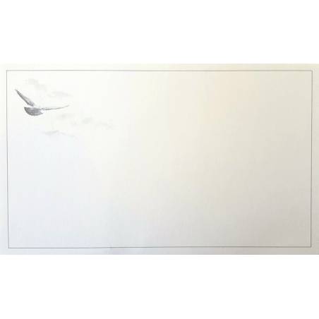 Carte remerciement décès oiseau en vol vers les nuages et liseré gris Decorte 6462