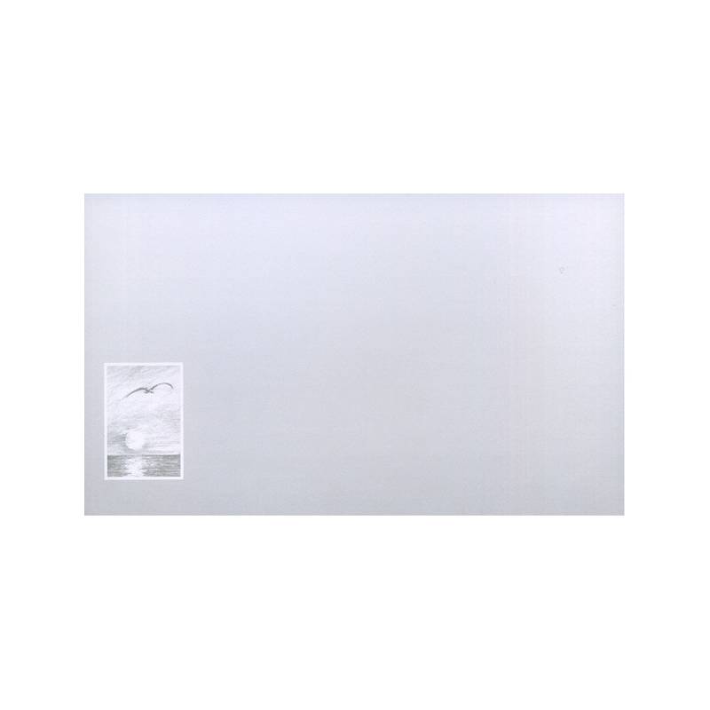 Carte remerciement décès dessin au crayon à papier coucher de soleil au-dessus de l'océan avec mouette en vol Decorte 6485