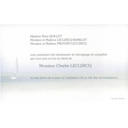 Carte remerciement décès voilier sur océan en filigrane Decorte 6494 Carte remerciement décès voilier sur océan en filigrane Decorte 6494