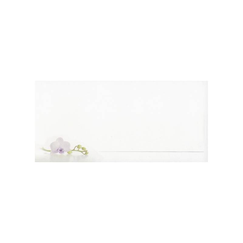 Carte remerciement décès orchidée blanche et cœur violet Decorte 6983