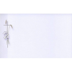 Carte remerciement décès fleurs, épis de blé et croix catholique avec ajout photo possible Buromac 641.010