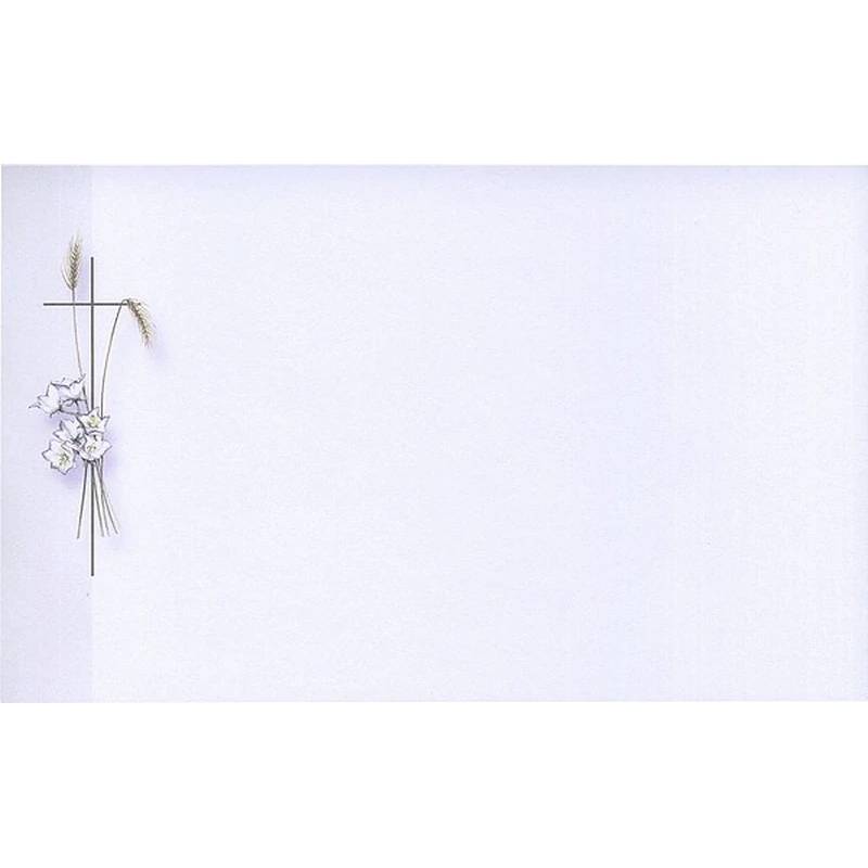 Carte remerciement décès fleurs, épis de blé et croix catholique avec ajout photo possible Buromac 641.010