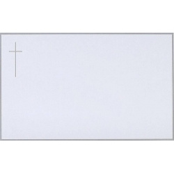 Carte remerciement décès blanche avec cadre gris de 2mm, croix catholique grise et ajout possible photo Buromac 641.018