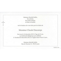 Carte remerciement décès croix argenture Buromac 641.040