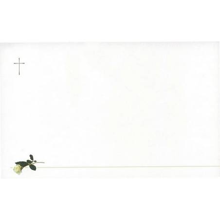 Carte remerciement décès rose blanche, trait couleur or et croix catholique verte Buromac 641.041 Carte remerciement décès rose blanche, trait couleur or et croix catholique verte Buromac 641.041