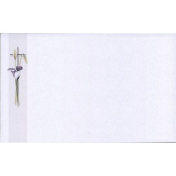 Carte remerciement décès callas, épis de blé et croix catholique en argenture avec ajout photo possible Buromac 641.044