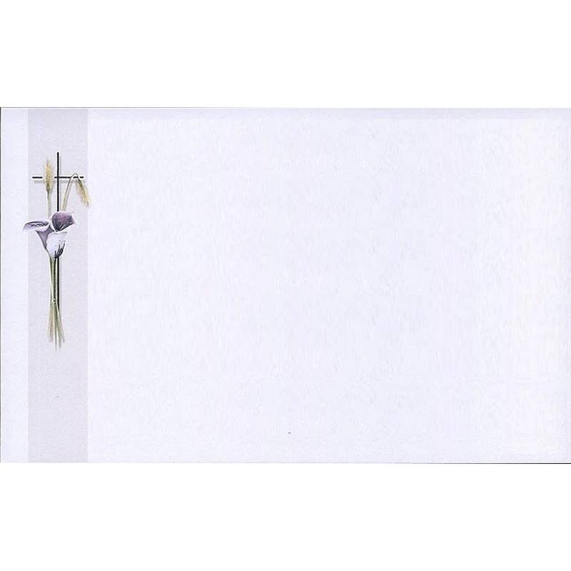 Carte remerciement décès callas, épis de blé et croix catholique en argenture avec ajout photo possible Buromac 641.044