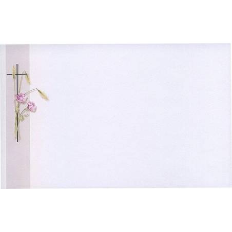Carte remerciement décès roses, épis de blé et croix catholique argentée avec ajout photo possible Buromac 641.058 Carte remerciement décès roses, épis de blé et croix catholique argentée avec ajout photo possible Buromac 641.058