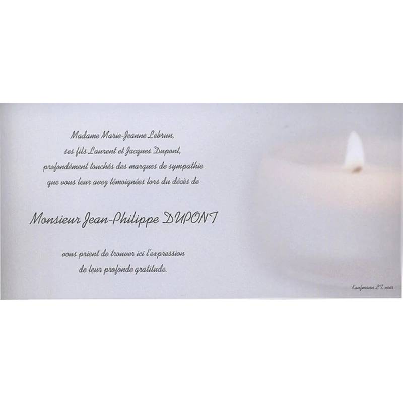 Carte remerciement décès bougie Buromac 644.127