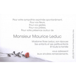 Carte remerciement décès rose rouge sur plage au bord de l'eau Buromac 670.159