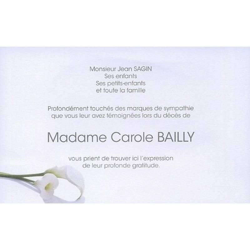 Carte remerciement décès arums blancs et ajout possible d'une photo Buromac 670.151