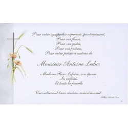 Carte remerciement décès coquelicots, épis de blé et croix catholique Buromac 670.090