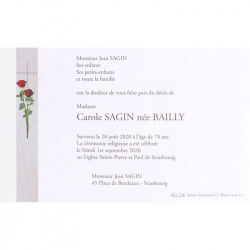 Carte de remerciement décès roses rouges BUROMAC 641.156