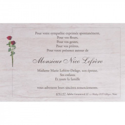Carte de remerciement décès roses bois BUROMAC 670.157
