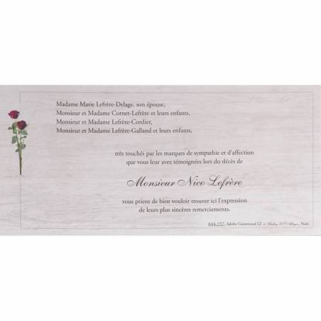 Carte de remerciement décès fleurs rouges BUROMAC 644.157 Carte de remerciement décès fleurs rouges BUROMAC 644.157